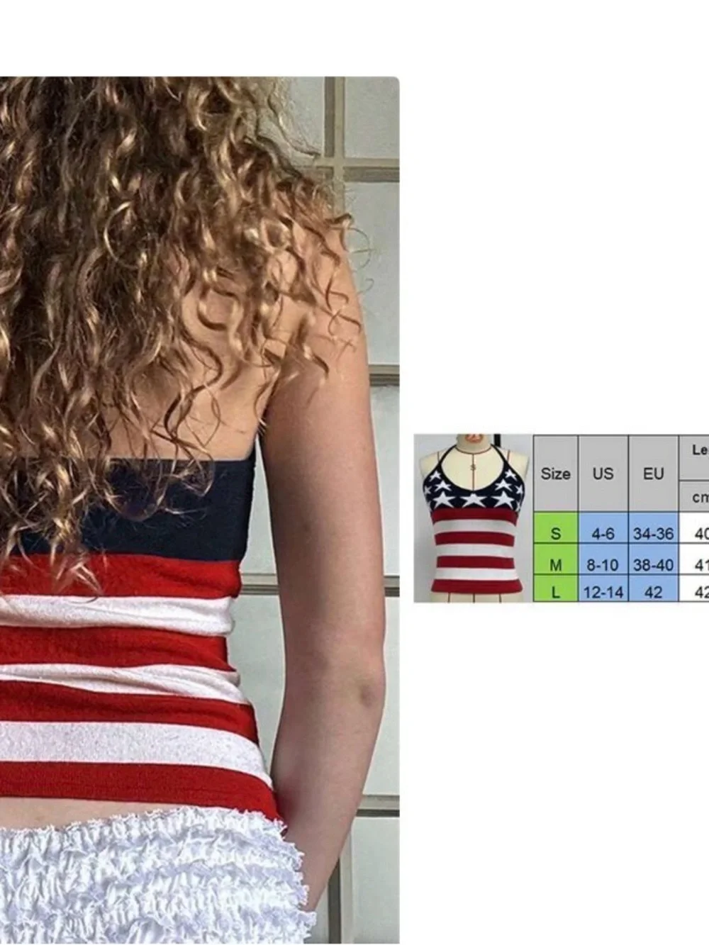 Women’s Stars & Stripes Halter Top - Red, White & Blue - Picture 2 of 5